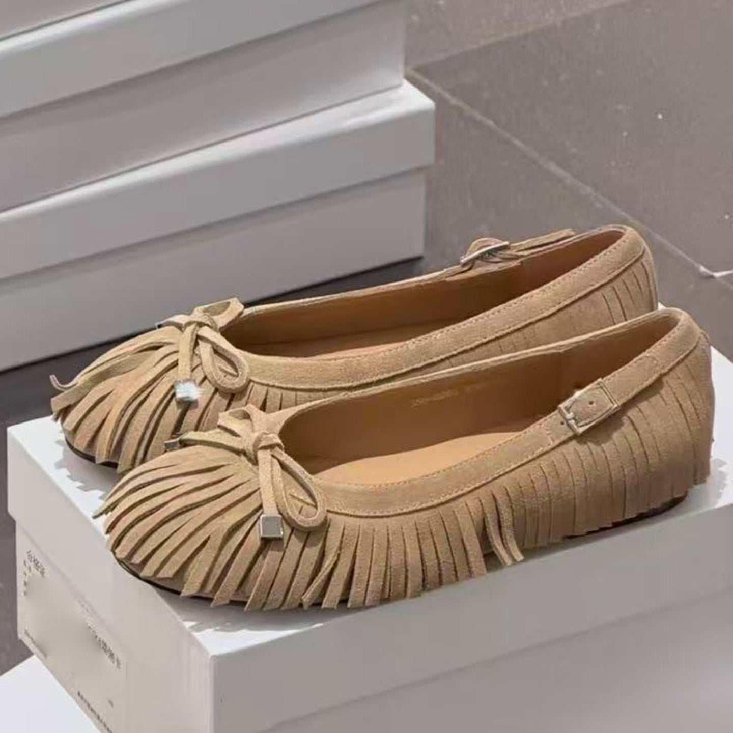 Design Tassel Bow Pumps Female Spring Round Toe Vintage Flat Women's Fashion Shoes