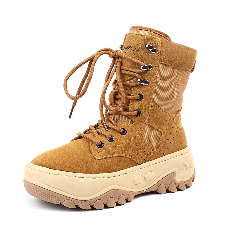 Women's Winter Real Fur Integrated Wool Warm Platform Snow Boots