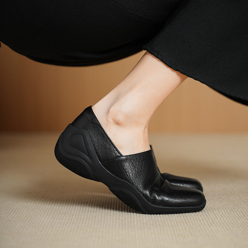 Women's Height Increasing Insole Commuter Deep Mouth Pumps German Training Bottom Leather Shoes