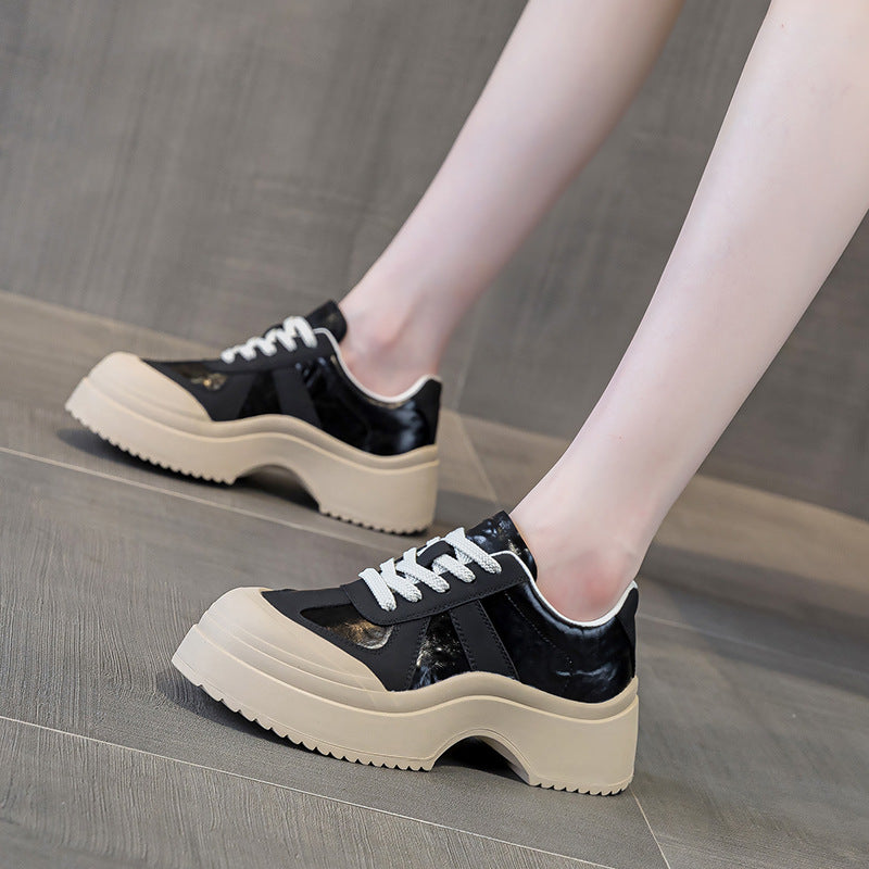 Women's White Korean Height Increasing Lazy Clunky For Women's Sports Shoes