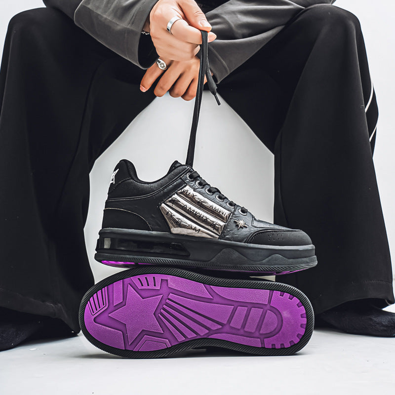 Fan Height Increasing Insole Black National Fashion Thick Casual Shoes