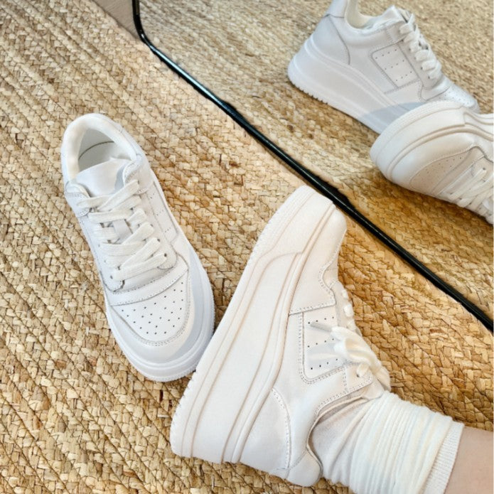 Women's Autumn First Layer Cowhide White Raise The Women's Casual Shoes