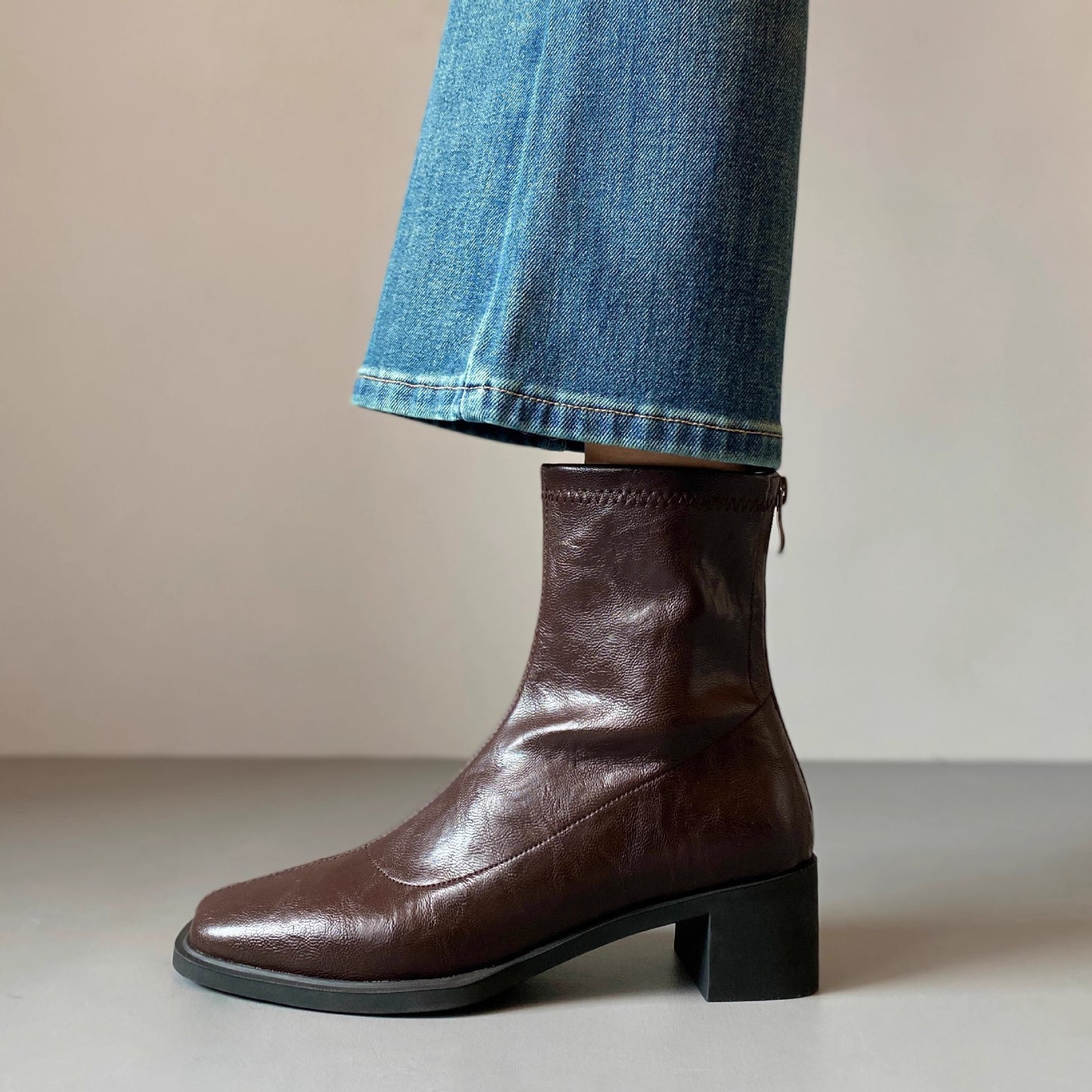 Toe Martin Small French Style Thick Women's Leather Boots