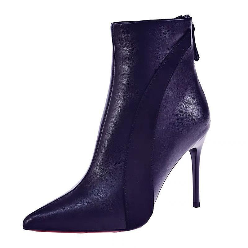 Women's Stiletto Ankle Black Plus Veet Pointed Toe Heels