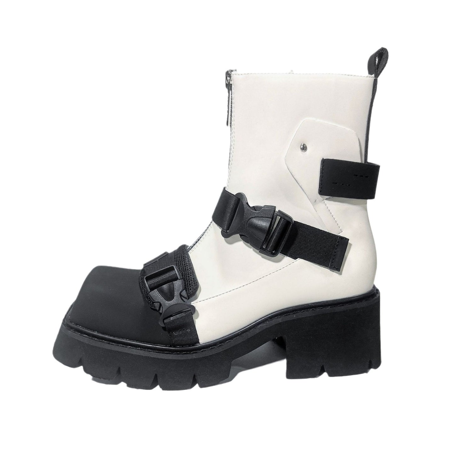 Tide Square Head Niche Black Warrior Mobile Boots