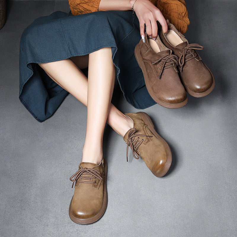 Layer Cowhide Light Bottom Front Outdoor Fashion Trend Ladies Soft Leather Shoes