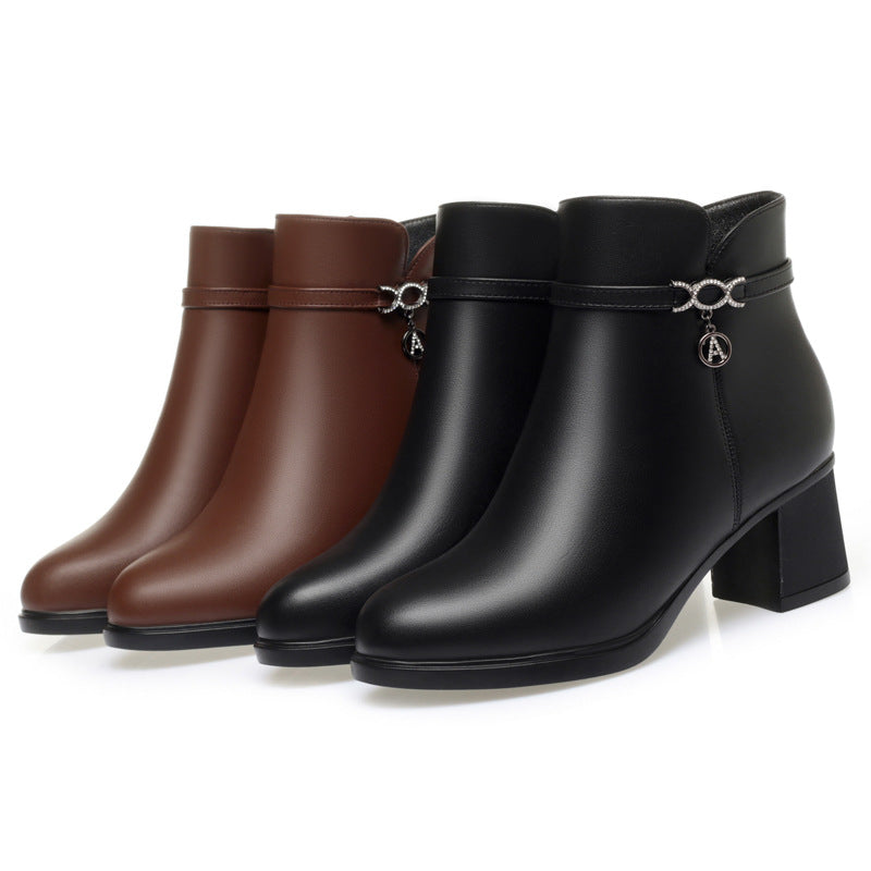 Mother's Soft Bottom Fleece-lined Thick Female Boots