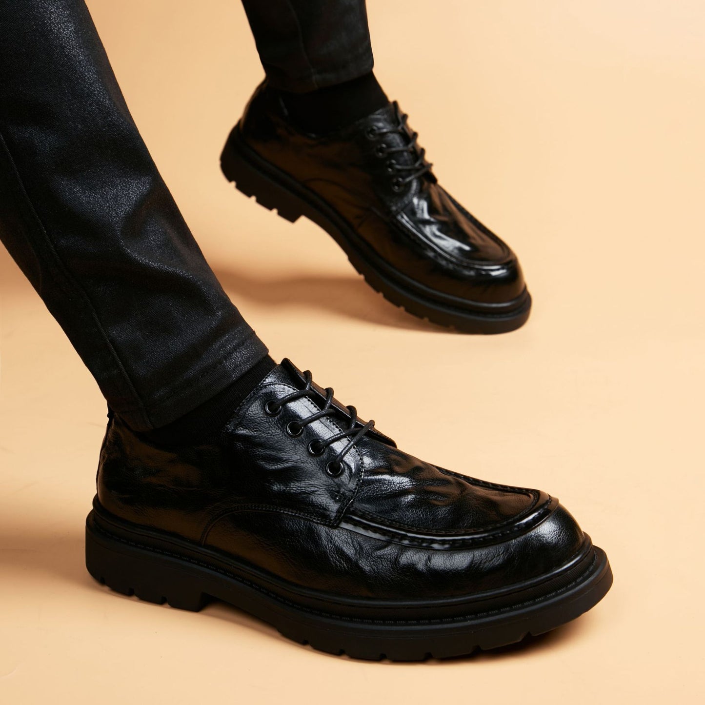 Men's British Lace Up Korean Style Fashionable Breathable Men's Business Leather Shoes