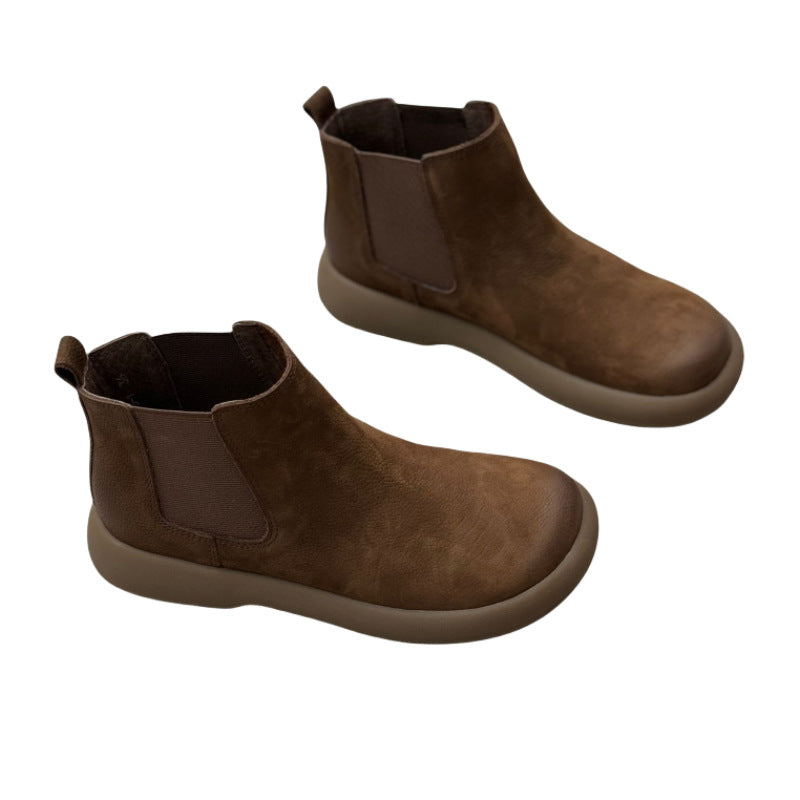 Women's Handmade Art Short Vintage Cotton Linen Round Toe Boots