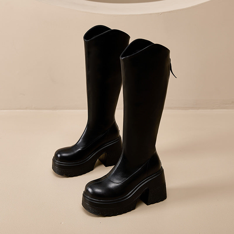 Women's Bottom Long Tube Elevator Below The Knee Spring Boots