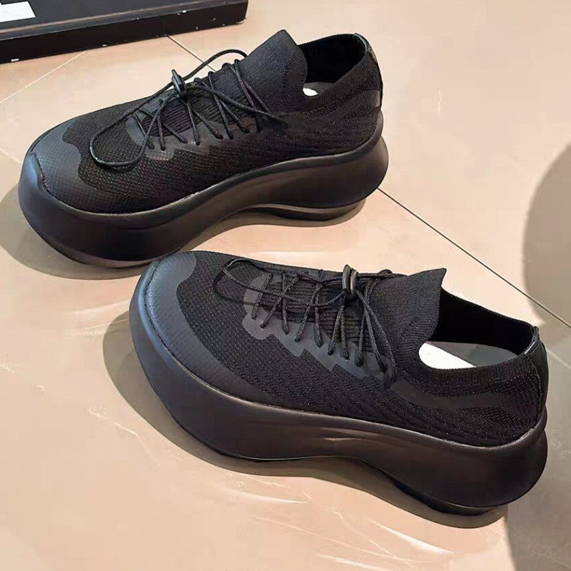 Women's Knitted Summer Small Height Increasing Muffin Sneakers