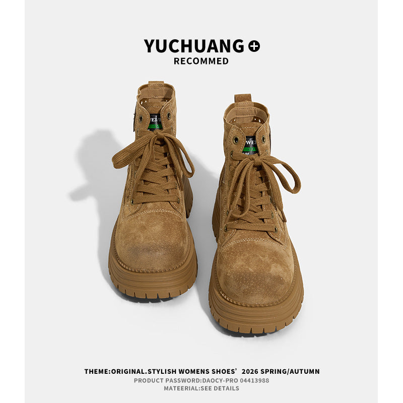 Women's Spring Retro Breathable Summer Thin British Style Ankle Women's Leather Boots