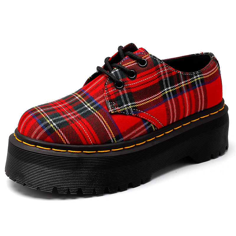 Women's Thick-soled Low Plaid Trendy Platform Ankle For Boots