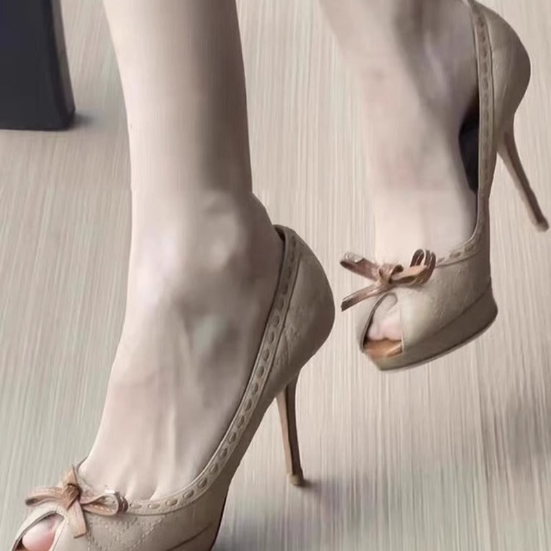 Women's Hot Fish Mouth Bow Waterproof Platform Thick High Heeled Sandals
