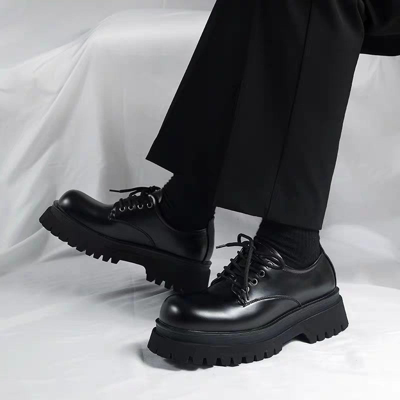 Men's Couple Formal Wear Round Toe Thick Bottom Leather Shoes