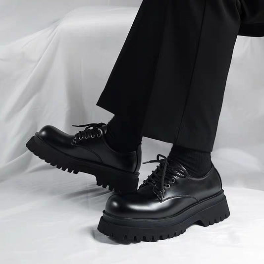 Men's Couple Formal Wear Round Toe Thick Bottom Leather Shoes