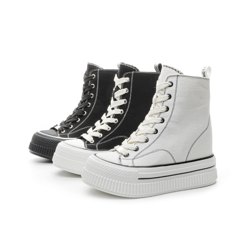 Women's Thick-soled Spring Invisible Height Increasing Insole Women's Canvas Shoes