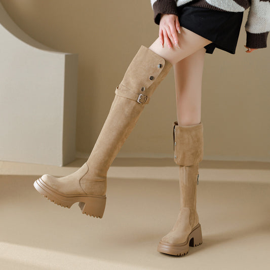 Women's High Long Thick Bottom Small Height Boots