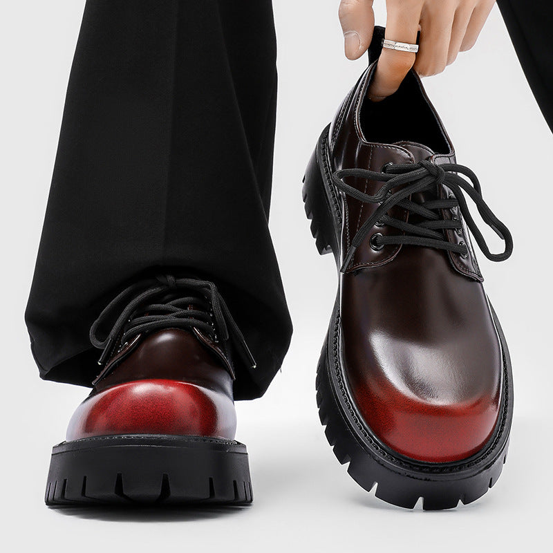 Men's Thick Bottom Increased Business Formal Wear High-grade Big Head Low Men's Casual Leather Shoes