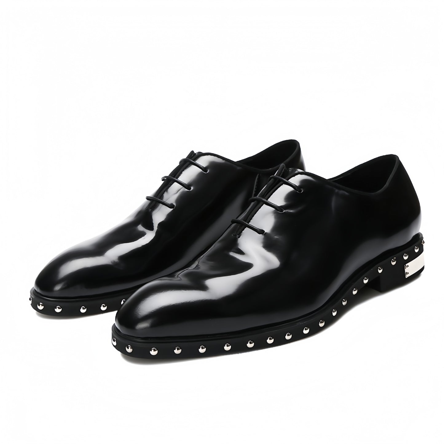 Creative Men's Metal Rivet Cowhide Pointed Men's Business Leather Shoes