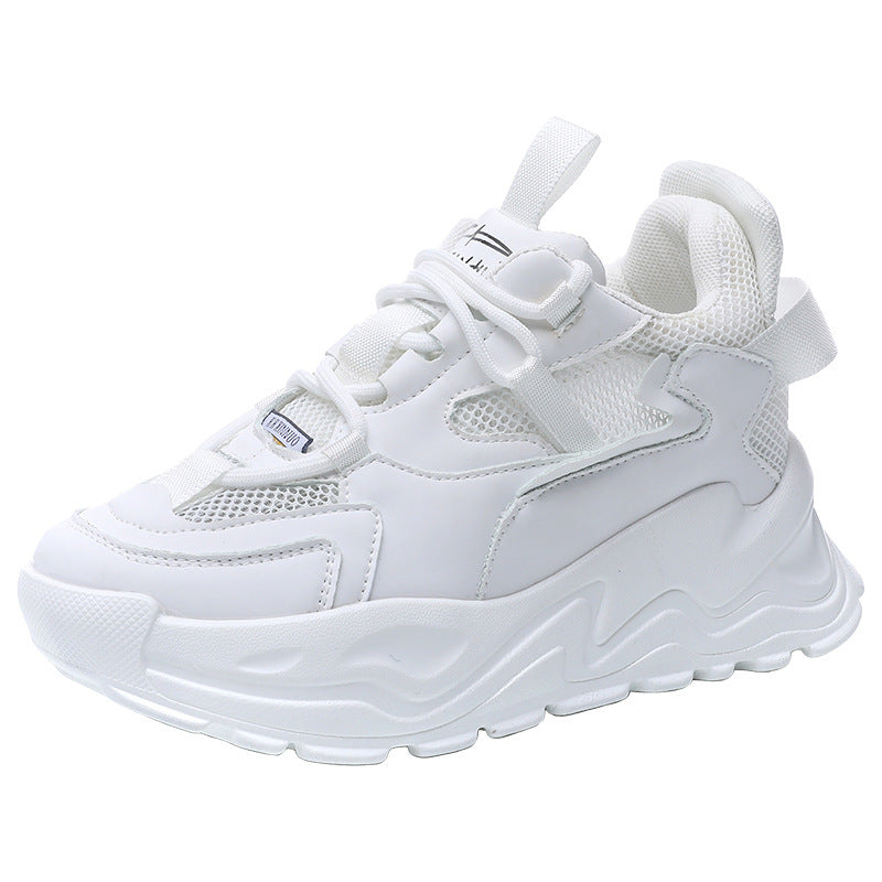 Women's & Men's Increasing Insole Dad Thick Bottom White Sports Sneakers