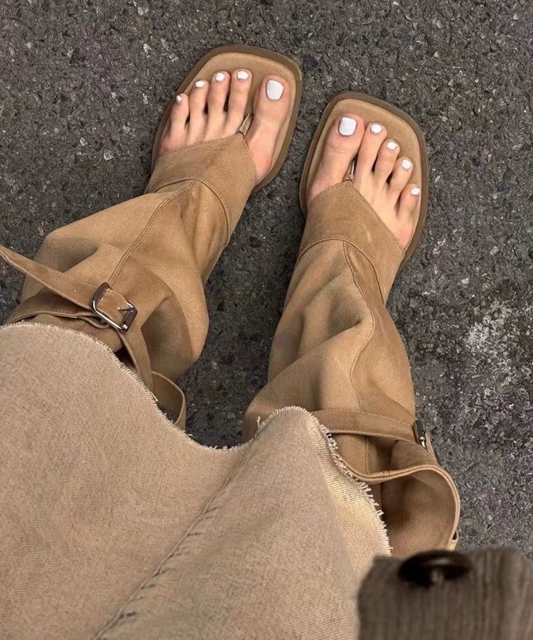 Women's Flip-flops Height Increasing Insole Retro Western Boots