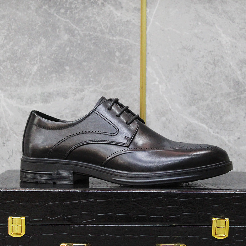 Men's Genuine Business Brogue Breathable Soft Bottom Wild Leather Shoes