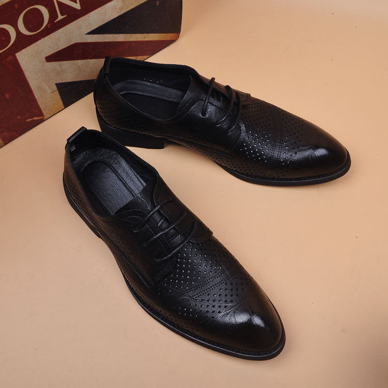 Men's Breathable Summer Korean Style Height Increasing Men's Business Leather Shoes