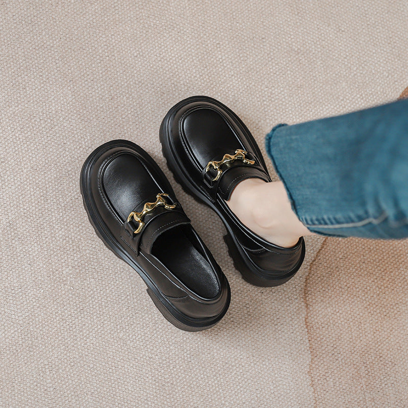 Women's Spring British Style Mary Jane Black Women's Casual Shoes