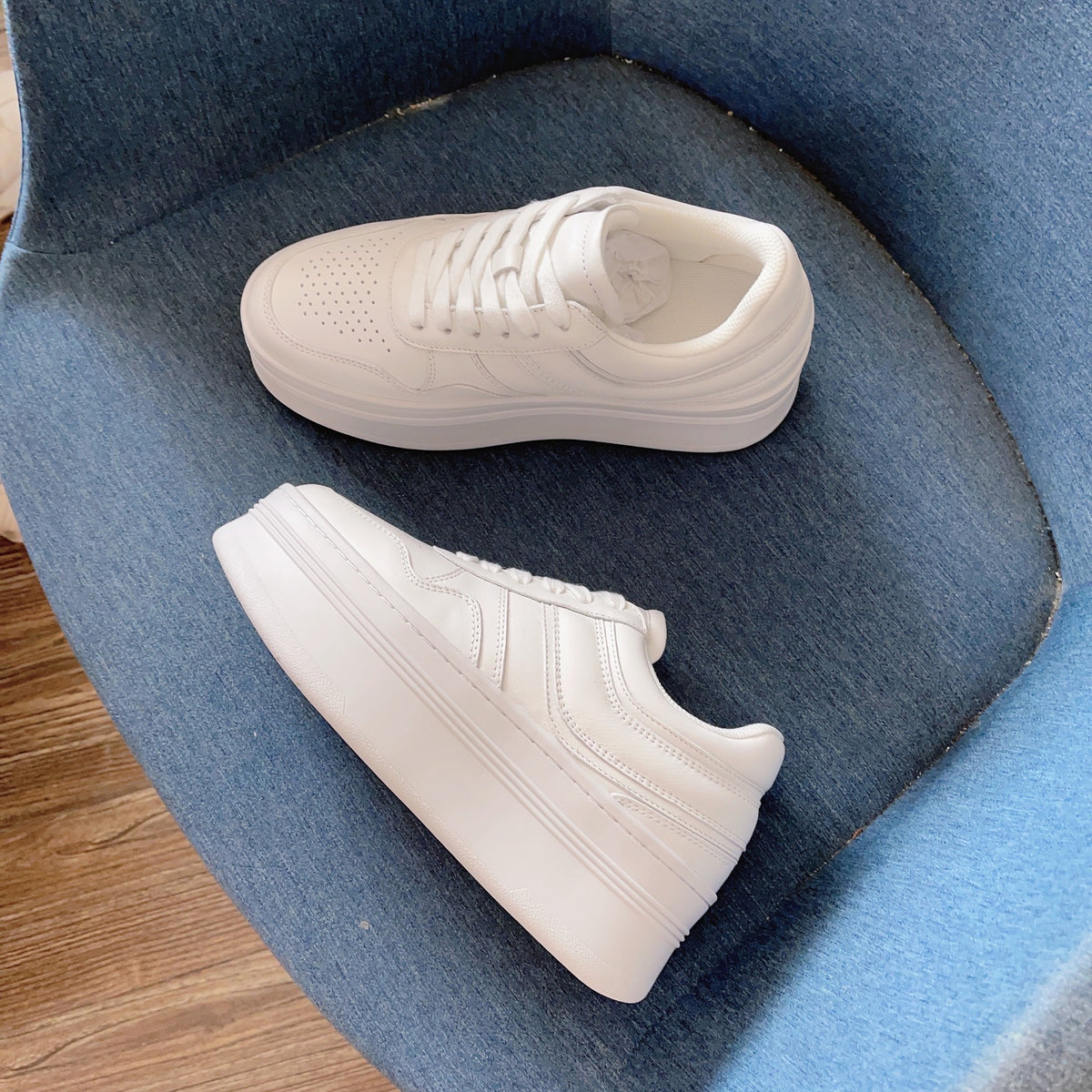 Women's Platform White Genuine Elevator Breathable Muffin Versatile Sports Height Women's Casual Shoes