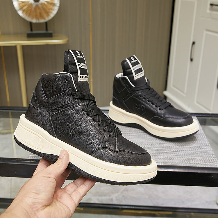 Women's & Men's Plus Size Full Grain Cow Platform Sneakers