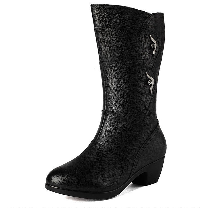 Autumn Long Female Fleece-lined British Style Boots