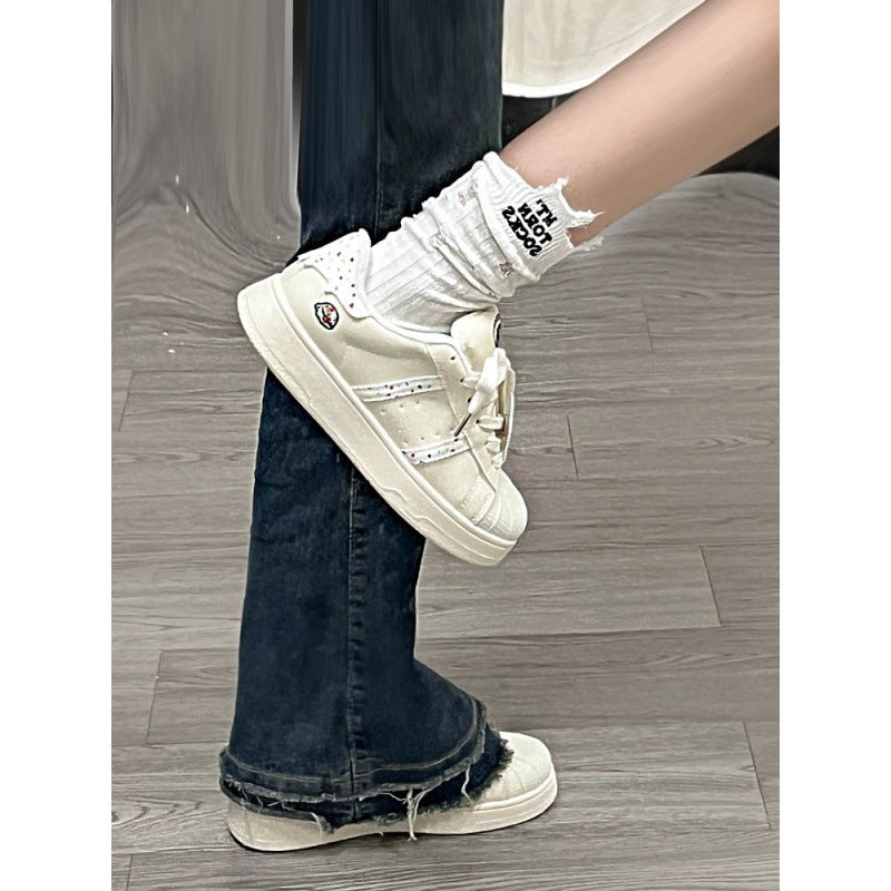 Female Small Cartoon Princess Style Pure Sneakers