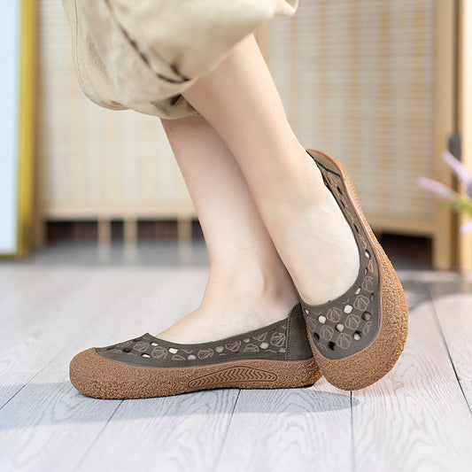 Travel First Layer Cowhide Hollow Pumps Casual Shoes