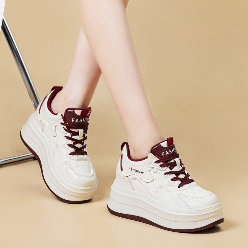 Women's Platform Height Increasing Insole Lightweight Fleece-lined White Women's Casual Shoes