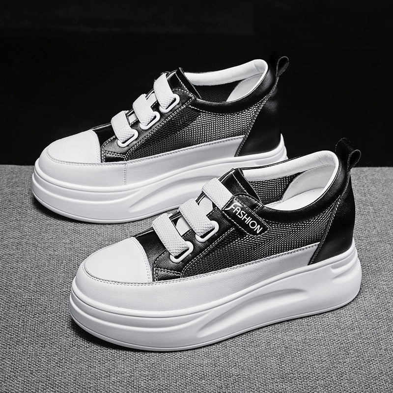 Women's White Campus Height Increasing Black Small Casual Shoes