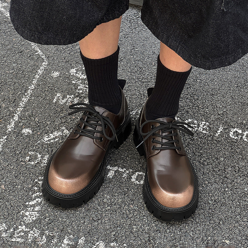 Men's Small Large Size British Style College Vintage Black Series Men's Business Leather Shoes