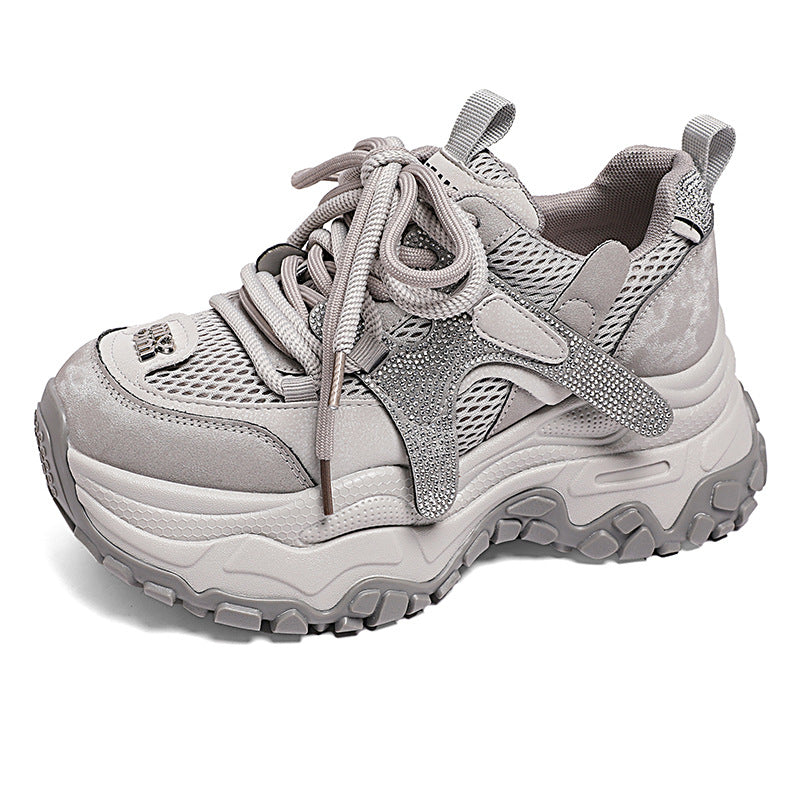Women's Platform Dad Spring Mesh Breathable Lightweight Small Women's Sports Shoes