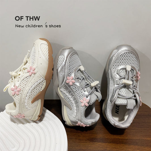 Children's Cute Flowers Little Single Mesh Breathable Soft Casual Shoes