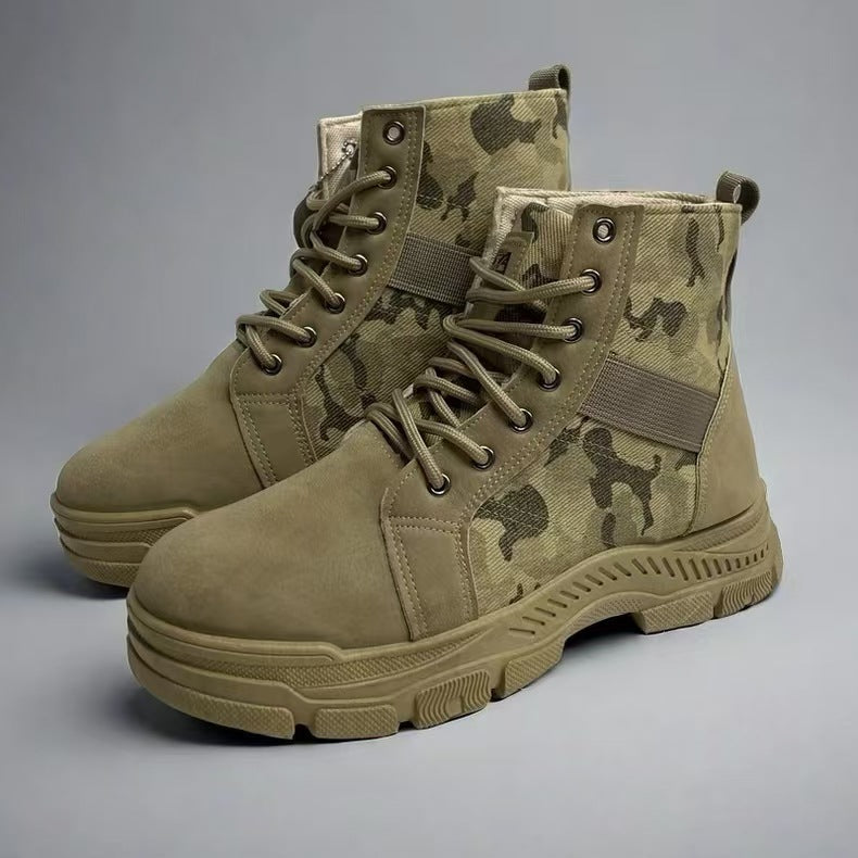 Men's Breathable Camouflage Print Lightweight Soft Sole Martin Boots