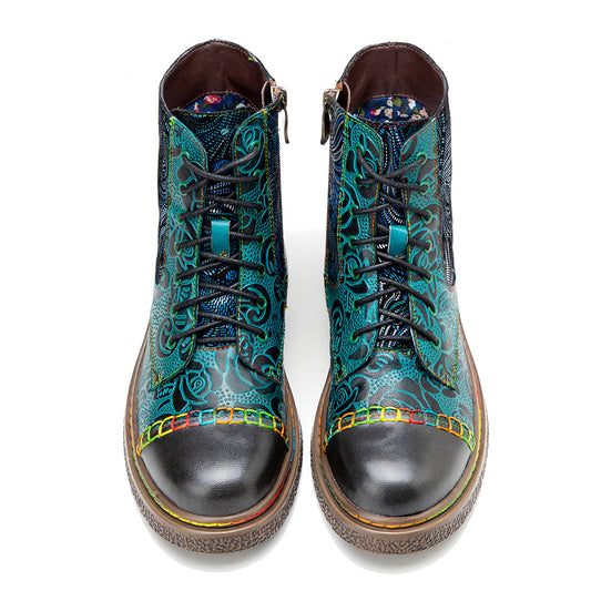 Genuine Hand-rub Color Printing Stitching Comfortable Boots
