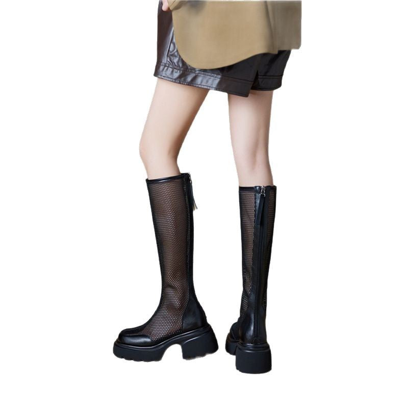 Women's Summer Hollow Mesh Surface Breathable Thin Women's Leather Boots