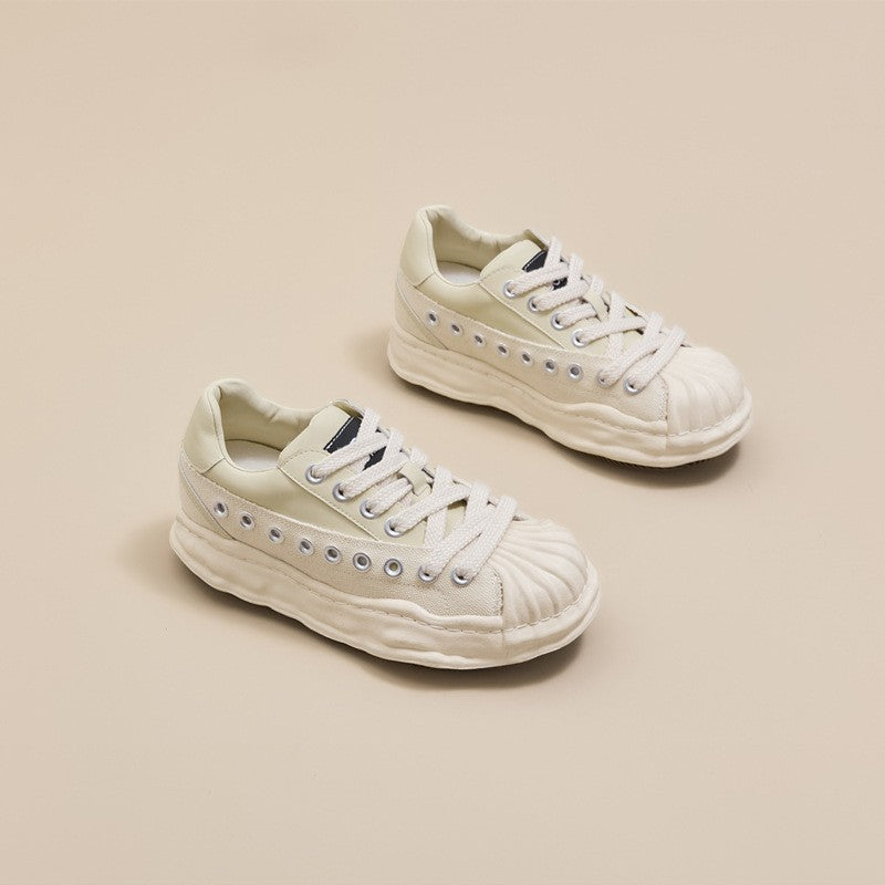 Women's Height Increasing Insole Shell Toe Dissoed Spring Versatile Thick Bottom Women's Casual Shoes
