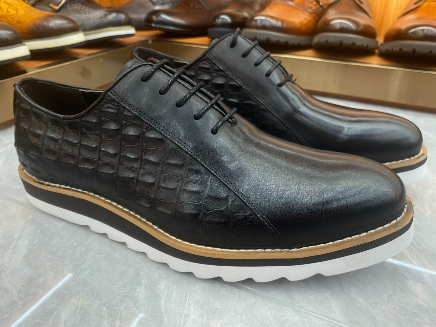 Men's First Layer Cowhide Fashion Platform Lightweight Daily Men's Casual Leather Shoes