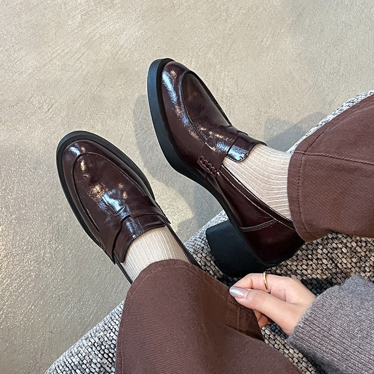Women's High Pumps Round Toe Commuter Chunky Loafers