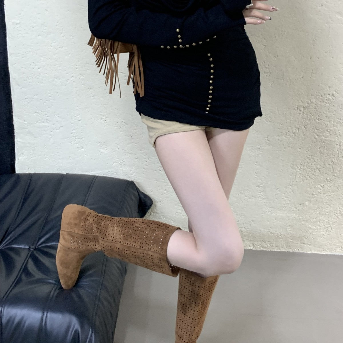 Women's Tax-free Height Increasing Insole Summer British Women's Leather Boots