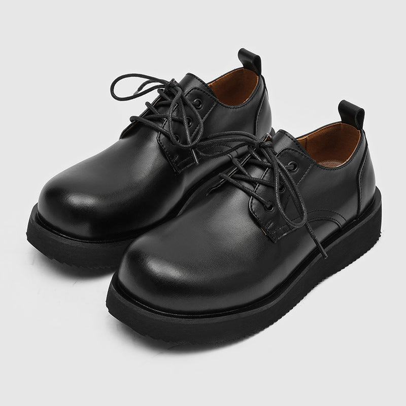 Men's Thick Sole Increased Big Head Derby British Style Men's Shoes