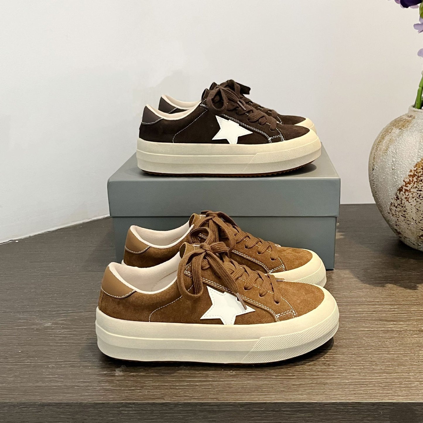 Women's Dirty Korean Style Round Head Distressed Thick Bottom Women's Board Shoes