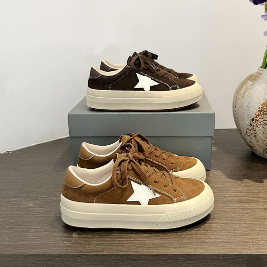 Women's Dirty Korean Style Round Head Distressed Thick Bottom Women's Board Shoes