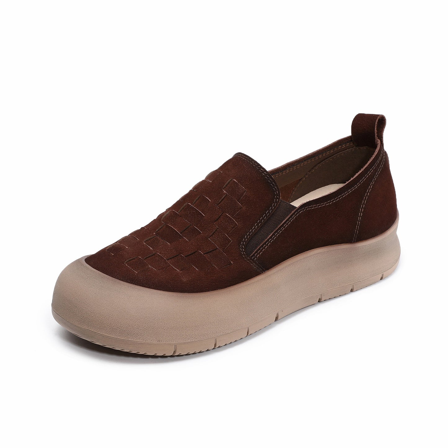Women's Genuine Retro Hand-woven Pumps Platform Slip-on Women's Casual Shoes